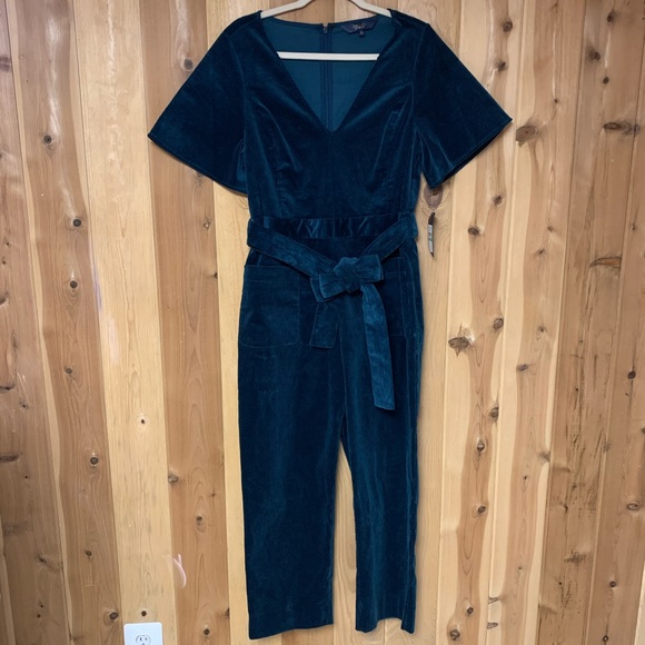 Rachel Roy Dark Peacock Corduroy Velvet Jumpsuit - Picture 6 of 7